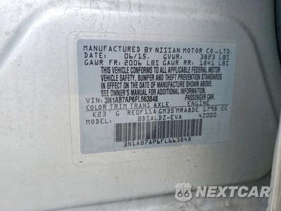 Zdjęcie 12 z 12 samochodu: 2015 NISSAN SENTRA SV VIN:3N1AB7AP6FL663848 - miniatura