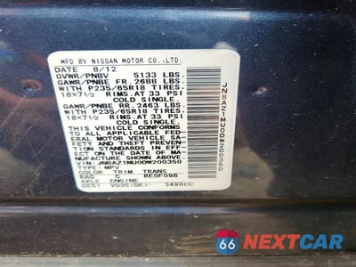 Zdjęcie 13 z 13 samochodu: 2013 NISSAN MURANO S VIN:JN8AZ1MU0DW200350 - miniatura