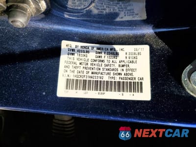 Zdjęcie 12 z 12 samochodu: 2017 HONDA ACCORD LX VIN:1HGCR2F31HA233182 - miniatura