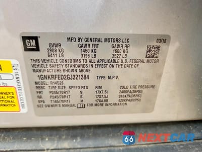 Zdjęcie 14 z 14 samochodu: 2016 CHEVROLET TRAVERSE LS VIN:1GNKRFED2GJ321384 - miniatura