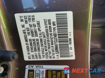 Zdjęcie 13 z 13 samochodu: 2012 HONDA CR-V EXL VIN:5J6RM4H71CL074691 - miniatura