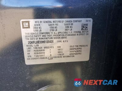 Zdjęcie 13 z 13 samochodu: 2017 GMC TERRAIN SLT VIN:2GKFLUE33H6120426 - miniatura