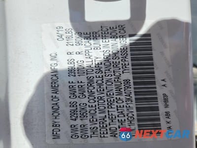 Zdjęcie 13 z 13 samochodu: 2019 HONDA ACCORD LX VIN:1HGCV1F13KA079098 - miniatura