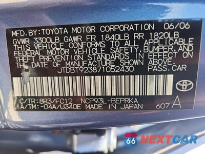 Zdjęcie 12 z 12 samochodu: 2007 TOYOTA YARIS BASE VIN:JTDBT923871052430 - miniatura