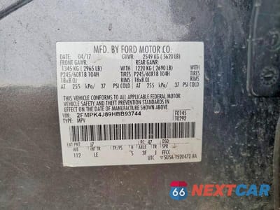 Zdjęcie 13 z 13 samochodu: 2017 FORD EDGE SEL VIN:2FMPK4J89HBB93744 - miniatura