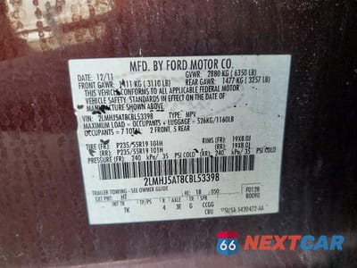 Zdjęcie 14 z 14 samochodu: 2012 LINCOLN MKT VIN:2LMHJ5AT8CBL53398 - miniatura