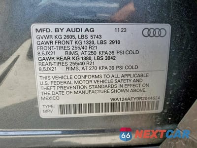 Zdjęcie 12 z 12 samochodu: 2024 AUDI SQ5 SPORTBACK PREMIUM PLUS VIN:WA124AFY9R2044624 - miniatura