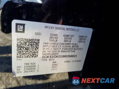Zdjęcie 13 z 13 samochodu: 2021 GMC YUKON XL C1500 SLT VIN:1GKS1GKD1MR268821 - miniatura