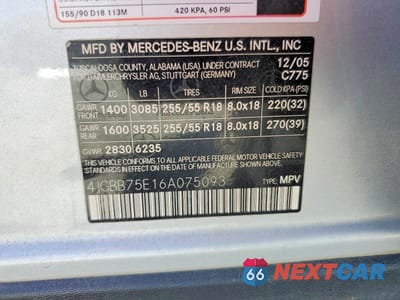 Zdjęcie 12 z 12 samochodu: 2006 MERCEDES-BENZ ML 500 VIN:4JGBB75E16A075093 - miniatura