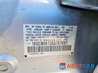 Zdjęcie 12 z 12 samochodu: 2005 HONDA ACCORD DX VIN:1HGCM56135A157667 - miniatura