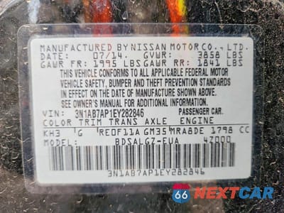 Zdjęcie 12 z 12 samochodu: 2014 NISSAN SENTRA SL VIN:3N1AB7AP1EY282846 - miniatura
