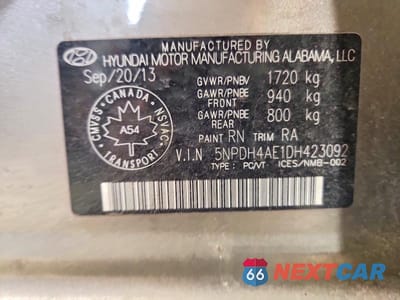 Zdjęcie 12 z 12 samochodu: 2013 HYUNDAI ELANTRA GLS VIN:5NPDH4AE1DH423092 - miniatura