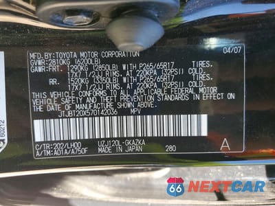 Zdjęcie 13 z 13 samochodu: 2007 LEXUS GX 470 VIN:JTJBT20X570142036 - miniatura