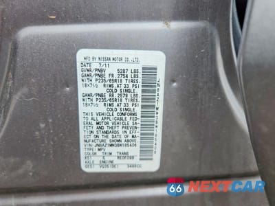 Zdjęcie 12 z 12 samochodu: 2011 NISSAN MURANO S VIN:JN8AZ1MW3BW185406 - miniatura