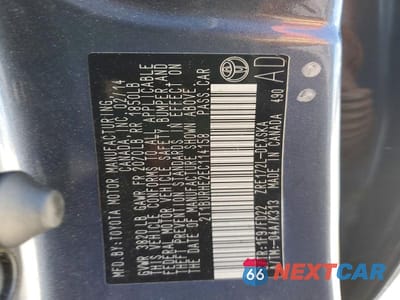 Zdjęcie 12 z 12 samochodu: 2014 TOYOTA COROLLA S PLUS VIN:2T1BURHE2EC114158 - miniatura