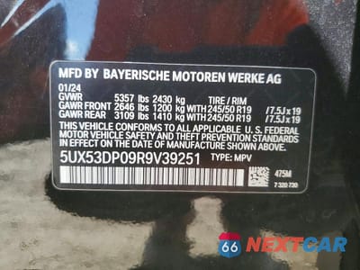 Zdjęcie 14 z 14 samochodu: 2024 BMW X3 XDRIVE30I VIN:5UX53DP09R9V39251 - miniatura