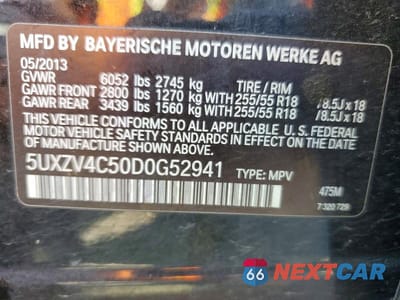Zdjęcie 13 z 13 samochodu: 2013 BMW X5 XDRIVE35I VIN:5UXZV4C50D0G52941 - miniatura