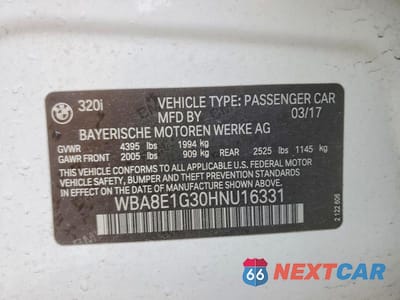 Zdjęcie 12 z 12 samochodu: 2017 BMW 320 I VIN:WBA8E1G30HNU16331 - miniatura