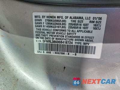 Zdjęcie 13 z 13 samochodu: 2006 HONDA ODYSSEY EXL VIN:5FNRL38606B417724 - miniatura
