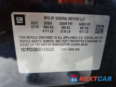 Zdjęcie 12 z 12 samochodu: 2014 CHEVROLET CRUZE LT VIN:1G1PC5SB9E7438220 - miniatura