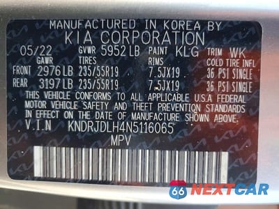 Zdjęcie 14 z 14 samochodu: 2022 KIA SORENTO PLUG-IN HYBRID SX VIN:KNDRJDLH4N5116065 - miniatura