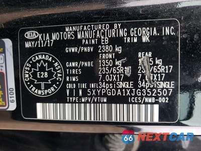 Zdjęcie 13 z 13 samochodu: 2018 KIA SORENTO LX TURBO VIN:5XYPGDA1XJG352507 - miniatura