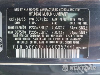 Zdjęcie 13 z 13 samochodu: 2016 HYUNDAI SANTA FE SPORT 2.4L VIN:5XYZUDLB9GG357441 - miniatura