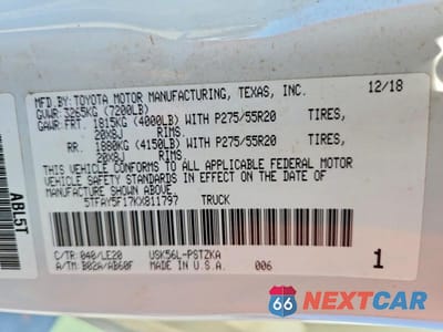 Zdjęcie 13 z 13 samochodu: 2019 TOYOTA TUNDRA PLATINUM VIN:5TFAY5F17KX811797 - miniatura