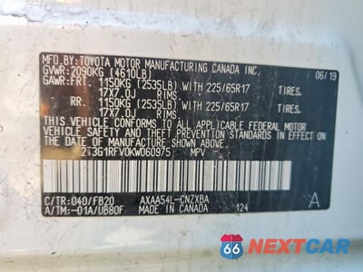 Zdjęcie 13 z 13 samochodu: 2019 TOYOTA RAV4 LE VIN:2T3G1RFV0KW060975 - miniatura