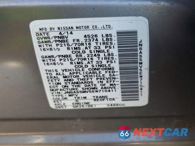 Zdjęcie 13 z 13 samochodu: 2014 NISSAN ROGUE SELECT S VIN:JN8AS5MV5EW710411 - miniatura