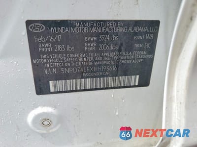 Zdjęcie 12 z 12 samochodu: 2017 HYUNDAI ELANTRA SE VIN:5NPD74LFXHH193616 - miniatura