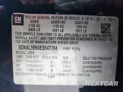 Zdjęcie 13 z 13 samochodu: 2014 CHEVROLET CAPTIVA LT VIN:3GNAL3EK9ES547704 - miniatura