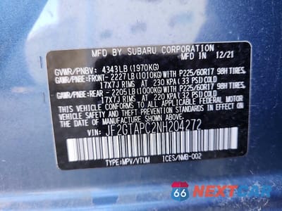 Zdjęcie 14 z 14 samochodu: 2022 SUBARU CROSSTREK PREMIUM VIN:JF2GTAPC2NH204272 - miniatura