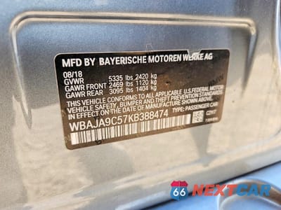 Zdjęcie 12 z 12 samochodu: 2019 BMW 530E VIN:WBAJA9C57KB388474 - miniatura