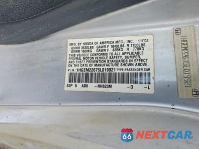 Zdjęcie 12 z 12 samochodu: 2005 HONDA CIVIC LX VIN:1HGEM22675L019921 - miniatura