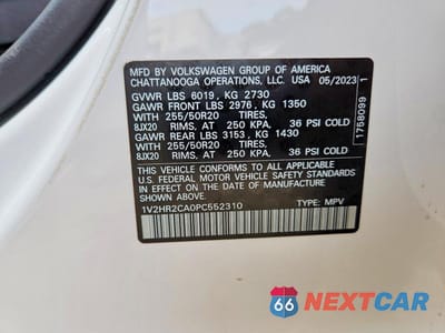 Zdjęcie 13 z 13 samochodu: 2023 VOLKSWAGEN ATLAS SE VIN:1V2HR2CA0PC552310 - miniatura