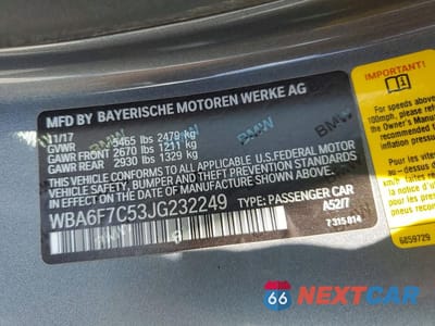 Zdjęcie 12 z 12 samochodu: 2018 BMW 6 SERIES VIN:WBA6F7C53JG232249 - miniatura