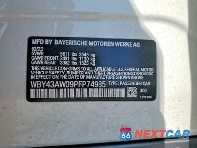 Zdjęcie 12 z 12 samochodu: 2023 BMW I4 EDRIVE 35 VIN:WBY43AW09PFP74985 - miniatura