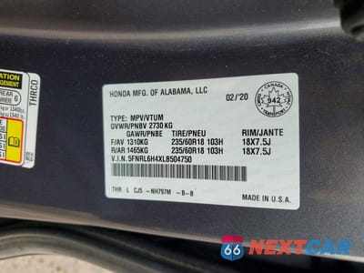 Zdjęcie 13 z 13 samochodu: 2020 HONDA ODYSSEY EX VIN:5FNRL6H4XLB504750 - miniatura