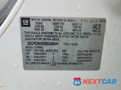 Zdjęcie 12 z 12 samochodu: 2016 CHEVROLET SILVERADO C1500 VIN:3GCPCNEH2GG348941 - miniatura