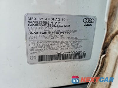 Zdjęcie 13 z 13 samochodu: 2012 AUDI Q5 PREMIUM PLUS VIN:WA1DKAFP5CA044932 - miniatura
