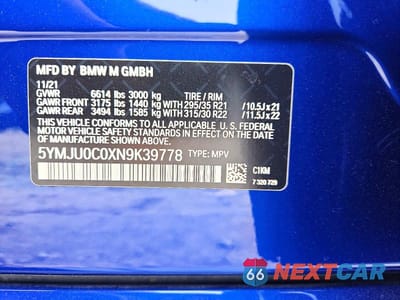 Zdjęcie 13 z 13 samochodu: 2022 BMW X5 M VIN:5YMJU0C0XN9K39778 - miniatura