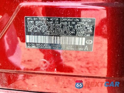 Zdjęcie 12 z 12 samochodu: 2007 LEXUS ES 350 VIN:JTHBJ46G072026130 - miniatura