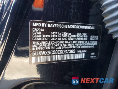 Zdjęcie 13 z 13 samochodu: 2014 BMW X3 XDRIVE28I VIN:5UXWX9C58E0D37395 - miniatura