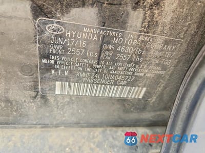 Zdjęcie 12 z 12 samochodu: 2017 HYUNDAI SONATA HYBRID SE VIN:KMHE24L10HA045727 - miniatura