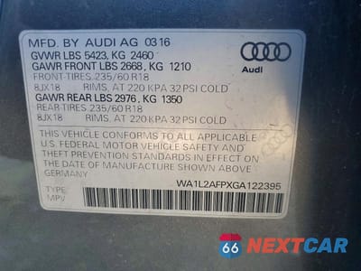 Zdjęcie 14 z 14 samochodu: 2016 AUDI Q5 PREMIUM PLUS VIN:WA1L2AFPXGA122395 - miniatura