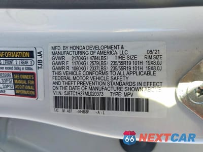 Zdjęcie 12 z 12 samochodu: 2021 ACURA RDX VIN:5J8TC1H37ML020373 - miniatura