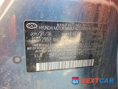 Zdjęcie 12 z 12 samochodu: 2016 HYUNDAI SONATA SE VIN:5NPE24AF3GH382452 - miniatura