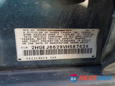 Zdjęcie 12 z 12 samochodu: 1997 HONDA CIVIC DX VIN:2HGEJ6629VH567424 - miniatura
