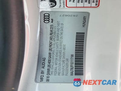 Zdjęcie 12 z 12 samochodu: 2016 AUDI A3 PREMIUM VIN:WAU78LFF1G1117186 - miniatura